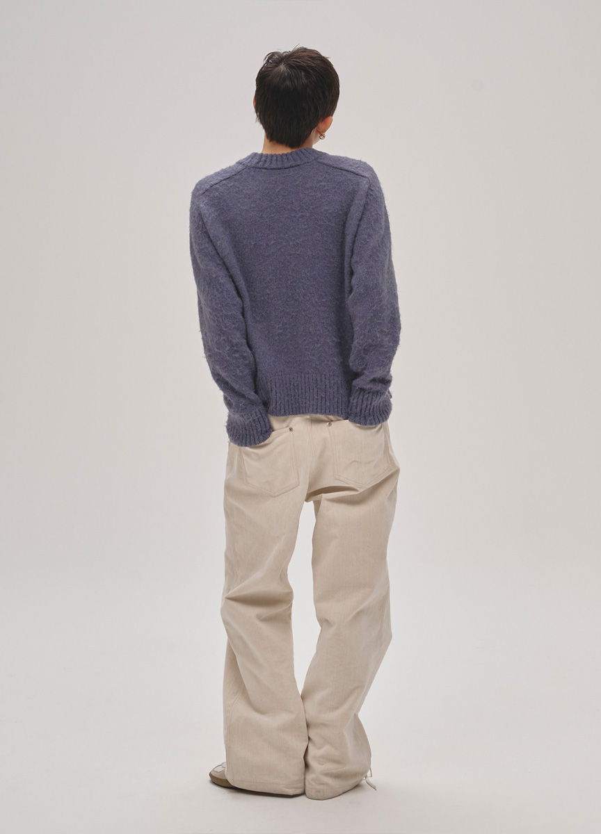 刷毛圓領針織上衣